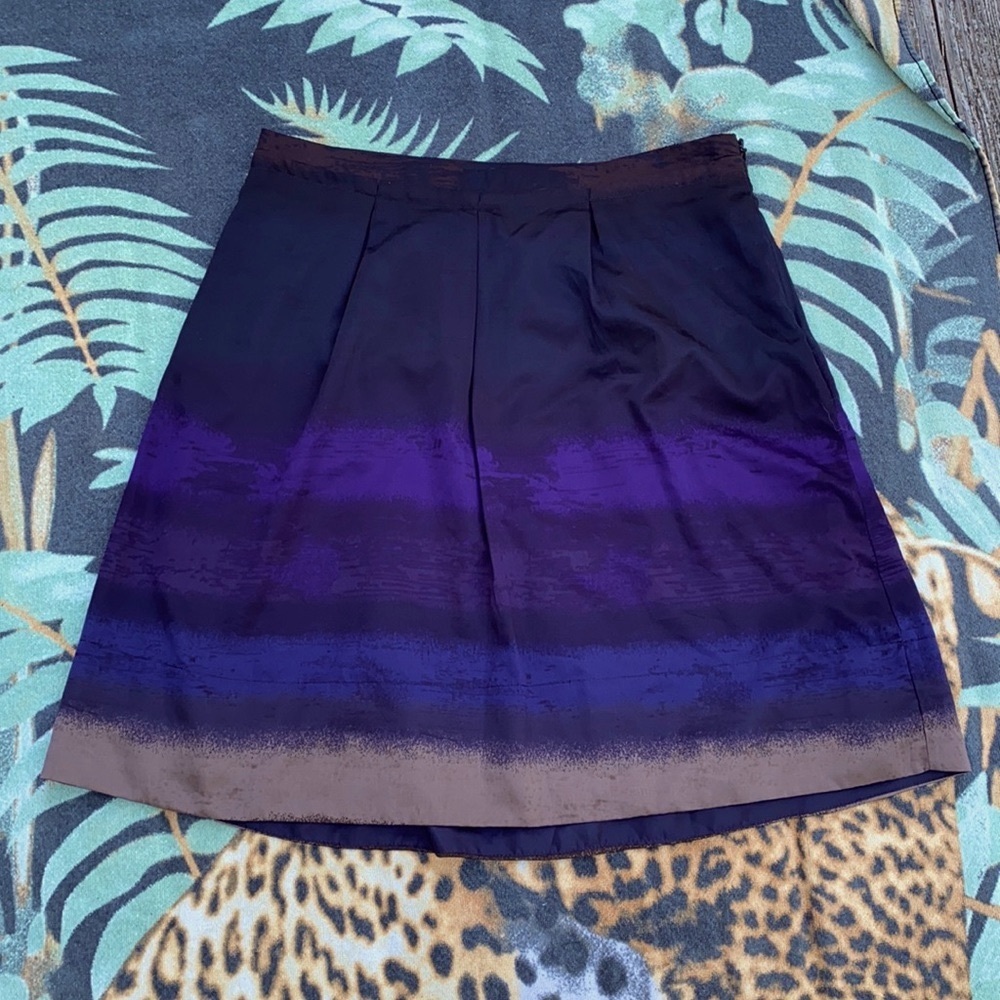 Satin Watercolor A Line Skirt
